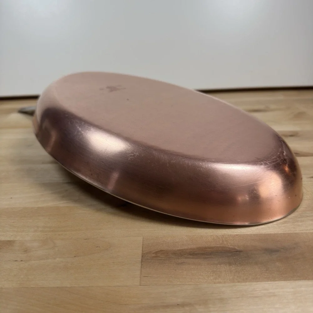 Scavullo Legion Utensils Copper Oval Heavy Skillet Fish Pan 13.5